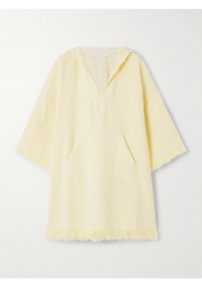 Zimmermann - Coco Fringed Cotton-terry Jacquard Hooded Mini Dress - Yellow - 00,1,2,3,4