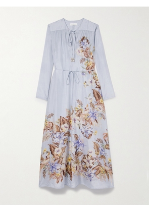 Zimmermann - Coco Belted Printed Silk-satin Maxi Dress - Blue - 00,1,2,3,4