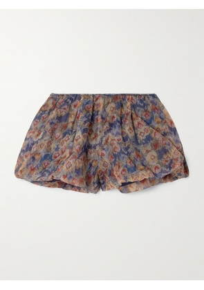 SIR. - Fiore Picot-trimmed Gathered Floral-print Silk-organza Shorts - Multi - 00,1,2,3,4