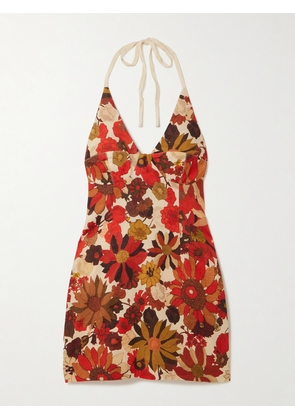 SIR. - Castella Floral-print Linen Halterneck Mini Dress - Multi - 00,1,2,3,4