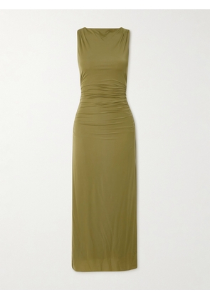 SIR. - Cascina Open-back Gathered Stretch-jersey Midi Dress - Green - 00,1,2,3,4