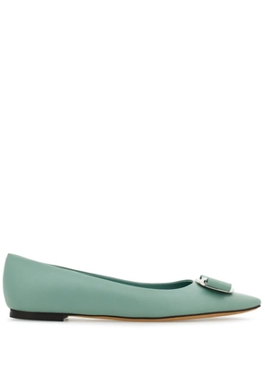 Ferragamo New Vara-bow lambskin ballerina shoes - Green