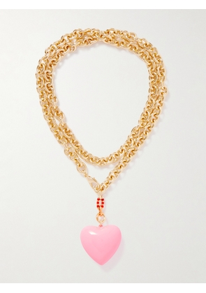 Roxanne Assoulin - The Puffy Heart Gold-tone And Enamel Necklace - One size