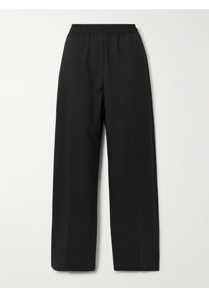 ST. AGNI - Pinstriped Wool-blend Twill Wide-leg Pants - Black - xx small,x small,small,medium,large,x large