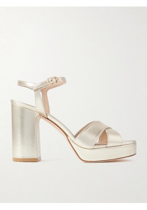 Stuart Weitzman - Dayna Metallic Leather Platform Sandals - Gold - US5.5,US6,US6.5,US7,US7.5,US8,US8.5,US9,US9.5,US10,US10.5,US11,US11.5,US12