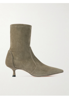 Stuart Weitzman - Naomu Suede Ankle Boots - Brown - US5.5,US6,US6.5,US7,US7.5,US8,US8.5,US9,US9.5,US10,US10.5,US11,US11.5
