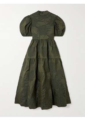 Cecilie Bahnsen - Kelly Tiered Matelassé-taffeta Midi Dress - Green - UK 6,UK 8,UK 10,UK 12,UK 14
