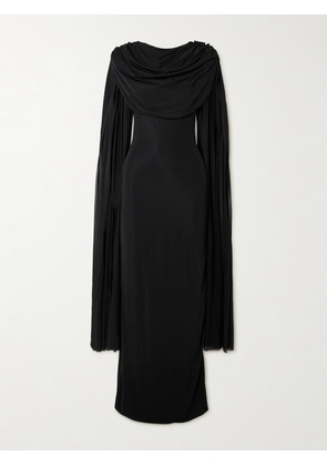 Maygel Coronel - Batista Draped Cape-effect Stretch-jersey Maxi Dress - Black - Petite,One Size,Extended