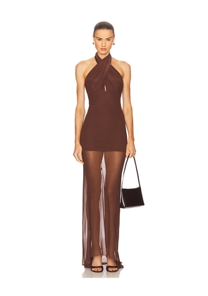 Amanda Uprichard x REVOLVE Alaina Gown in Brown. Size L. Also in M, S, XS.