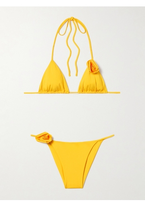 Maygel Coronel - Gola Appliquéd Triangle Halteneck Bikini - Yellow - Petite,One Size,Extended