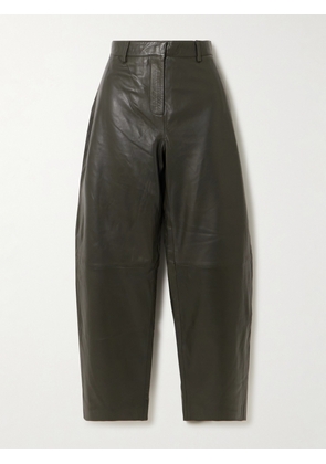 ST. AGNI - Leather Tapered Pants - Green - xx small,x small,small,medium,large,x large