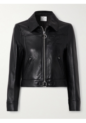 COURREGES - Embossed Leather Jacket - Black - FR 36