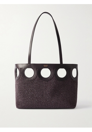 Ferragamo - Leather-trimmed Raffia Tote - Brown - One size