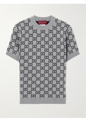 Gucci - Jacquard-knit Wool-blend Sweater - Gray - XXS,XS,S,M,L