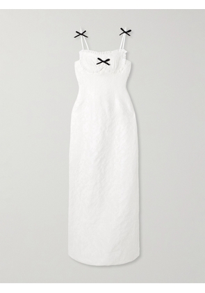 SHUSHU/TONG - Velvet- And Lace-trimmed Brocade Gown - White - UK 6,UK 8,UK 10,UK 12