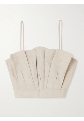 Andres Otalora - Amapolas Pleated Linen Bustier Top - Neutrals - x small,small,medium,large,x large