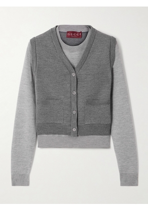 Gucci - Layered Wool And Silk-blend Sweater - Gray - XS,S,M,L,XL