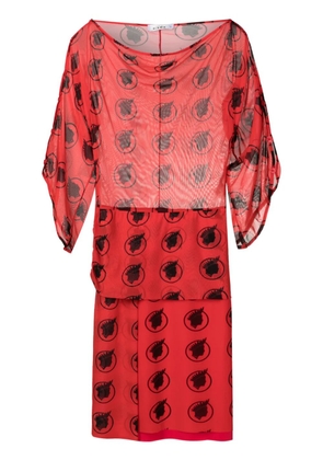 Amir Slama graphic-print tulle-panelled dress - Red