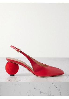 Ferragamo - Tessie Leather And Suede Slingback Pumps - Red - US5.5,US6.5,US7.5,US8,US8.5,US9,US9.5,US10,US10.5,US11,US11.5