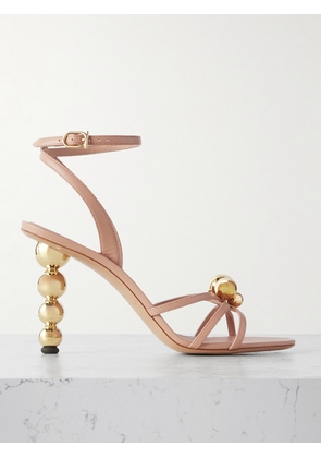 Ferragamo - Karina Embellished Leather Sandals - Neutrals - US6.5,US7.5,US8,US8.5,US9,US9.5,US10,US10.5,US11,US11.5