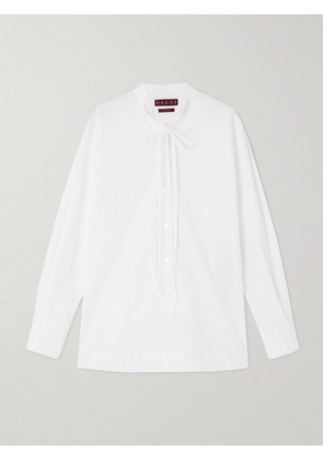 Gucci - Tie-neck Cotton-poplin Shirt - White - IT36,IT38,IT40,IT42,IT44,IT46