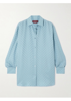 Gucci - Silk-satin Jacquard Shirt - Blue - IT36,IT38,IT40,IT42,IT44,IT46