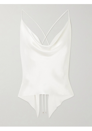 Andres Otalora - Ecos De Luna Draped Silk-charmeuse Top - White - XS/S,M/L