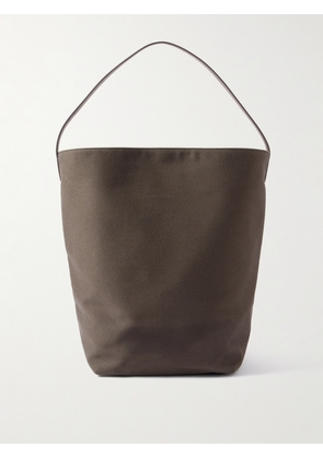 The Row - N/s Large Leather-trimmed Cotton-twill Tote - Brown - One size