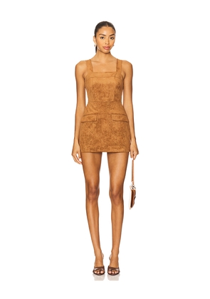 Amanda Uprichard x REVOLVE Yorke Skort Suede Romper in Tan. Size L. Also in M, S, XL, XS.