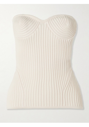 Jean Paul Gaultier - Paneled Ribbed Wool-blend Bustier Top - White - x small,small,medium,large,x large