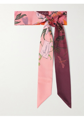 Gucci - Flora Printed Silk-twill Scarf - Purple - One size