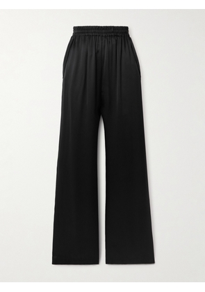 WARDROBE.NYC - Silk-satin Wide-leg Pants - Black - x small,small,medium,large,x large