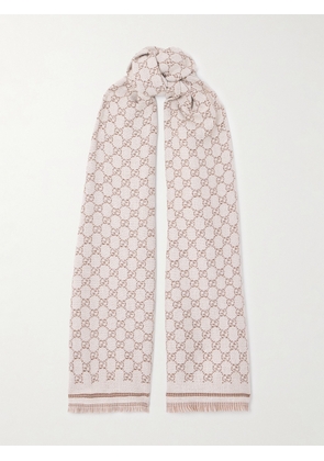 Gucci - Wool-jacquard Scarf - Ivory - One size