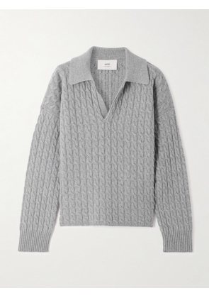 AMI PARIS - Matis Cable-knit Wool And Cashmere-blend Sweater - Gray - xx small,x small,small,medium,large,x large