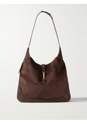 Gucci - Jackie Giorno Leather-trimmed Suede Tote Bag - Brown - One size