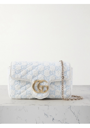 Gucci - Gg Marmont 2.0 Mini Leather-trimmed Quilted Bouclé Shoulder Bag - Blue - One size