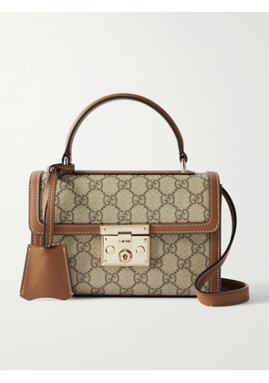 Gucci - Padlock Small Leather-trimmed Coated Canvas-jacquard Tote - Brown - One size