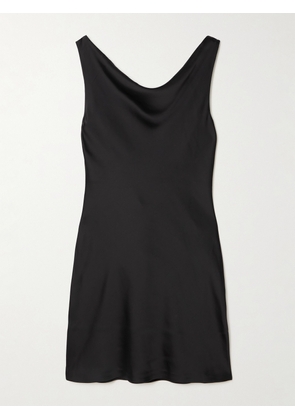Norma Kamali - Open-back Draped Satin Mini Dress - Black - x small,small,medium,large,x large