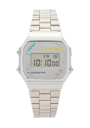 Casio Pacman Collaboration Series Watch in Metallic Silver.