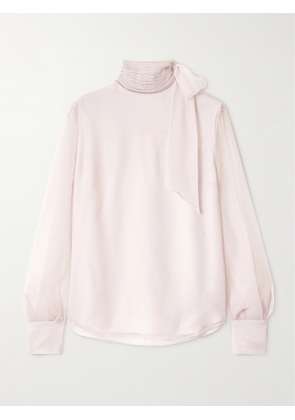 Brunello Cucinelli - Pussy-bow Silk-organza Blouse - Gold - xx small,x small,small,medium,large,x large