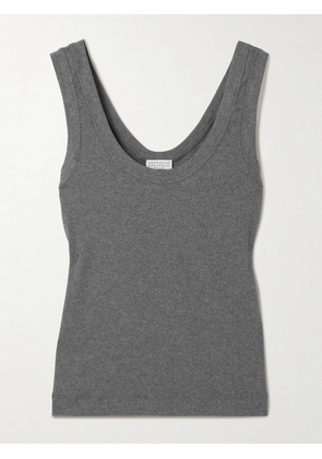 Brunello Cucinelli - Ribbed Cotton-blend Jersey Tank - Gray - xx small,x small,small,medium,large,x large