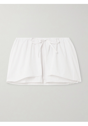 Deiji Studios - Wrap-effect Striped Organic Cotton-poplin Shorts - Off-white - xx small,x small,small,medium,large