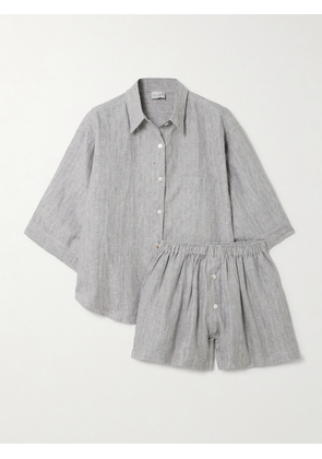 Deiji Studios - The 03 Striped Washed-linen Shirt And Shorts Set - Blue - XS/S,S/M,M/L,L/XL