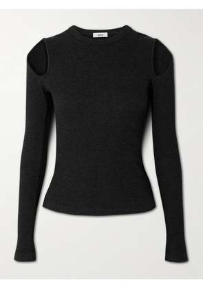 AGOLDE - Pierce Cutout Ribbed Jersey T-shirt - Black - x small,small,medium,large,x large