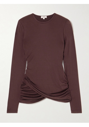 AGOLDE - Eve Gathered Stretch-lyocell Jersey Top - Burgundy - x small,small,medium,large,x large