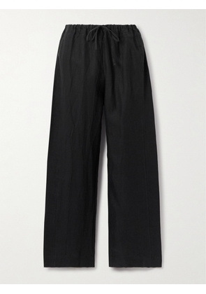 Deiji Studios - Linen Straight-leg Pants - Black - xx small,x small,small,medium,large