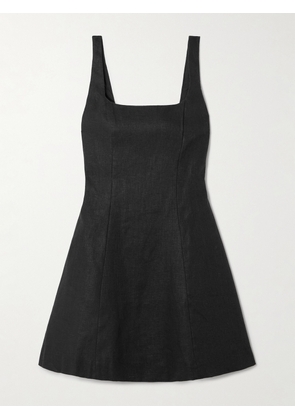 Faithfull - Felice Shirred Linen Mini Dress - Black - x small,small,medium,large,x large,xx large