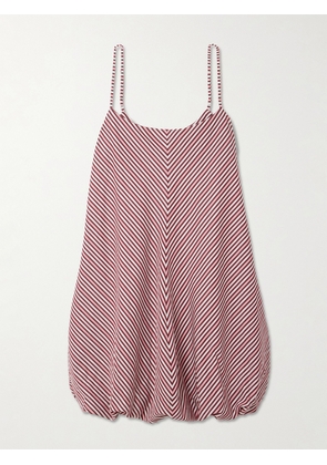 Faithfull - Aniela Gathered Striped Cotton-poplin Mini Dress - Pink - x small,small,medium,large,x large,xx large