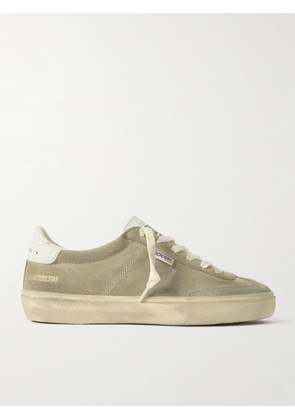 Golden Goose - Soul-star Distressed Leather-trimmed Suede Sneakers - Brown - IT35,IT36,IT37,IT38,IT39,IT40,IT41,IT42