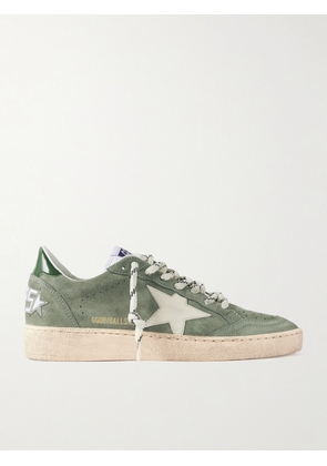 Golden Goose - Ball Star Distressed Leather-trimmed Suede Sneakers - Green - IT35,IT36,IT37,IT38,IT39,IT40,IT41,IT42